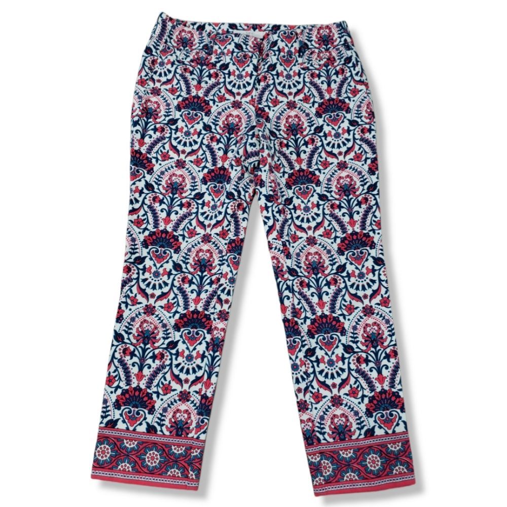 Loft Red And Blue Patterned Capris - image 1